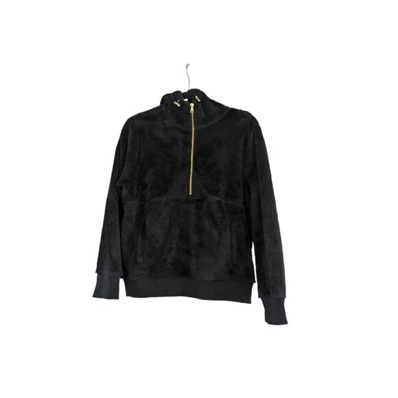 Old Navy Black Sherpa Half Zip Pullover Hooded Women's Size S - Picture 1 of 3